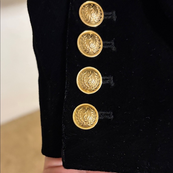 Sam Edelman Black Velvet Double-Breasted Blazer with Gold Buttons - Picture 4 of 11